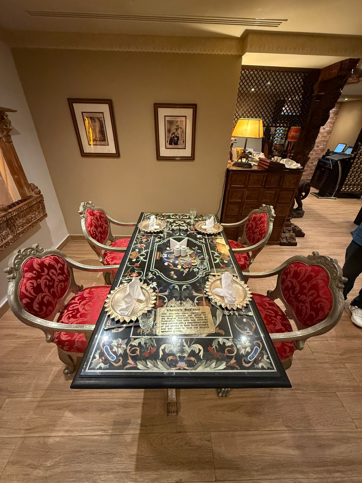 Indian restaurant ornate antique interior rich decor Dubai