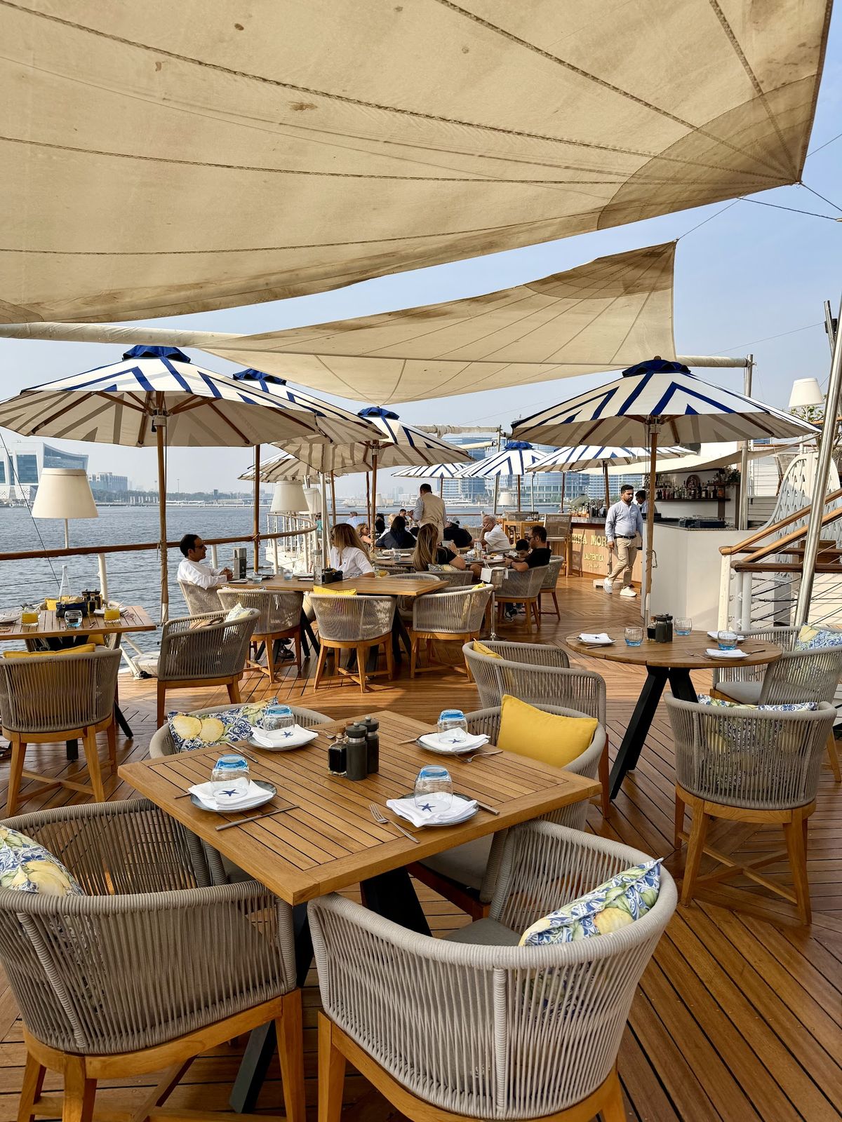 Boardwalk Dubai — the creekside wooden deck over the water