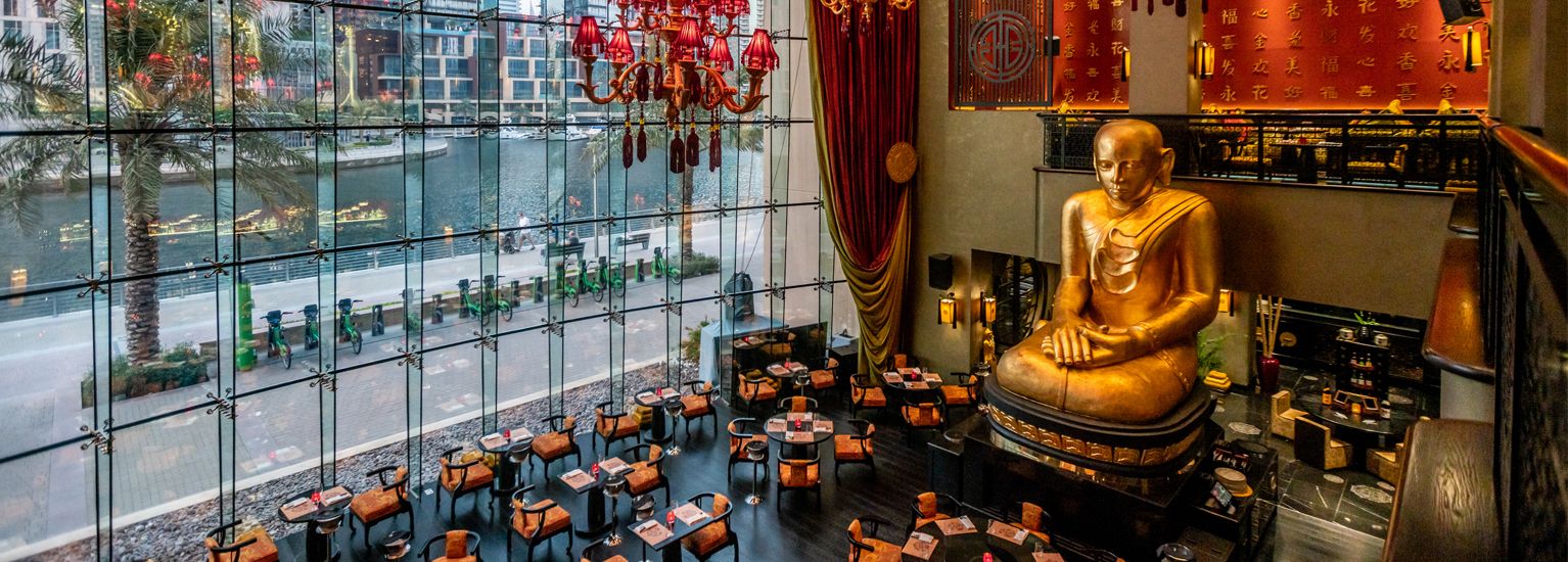 Buddha Bar Dubai Marina dramatic interior
