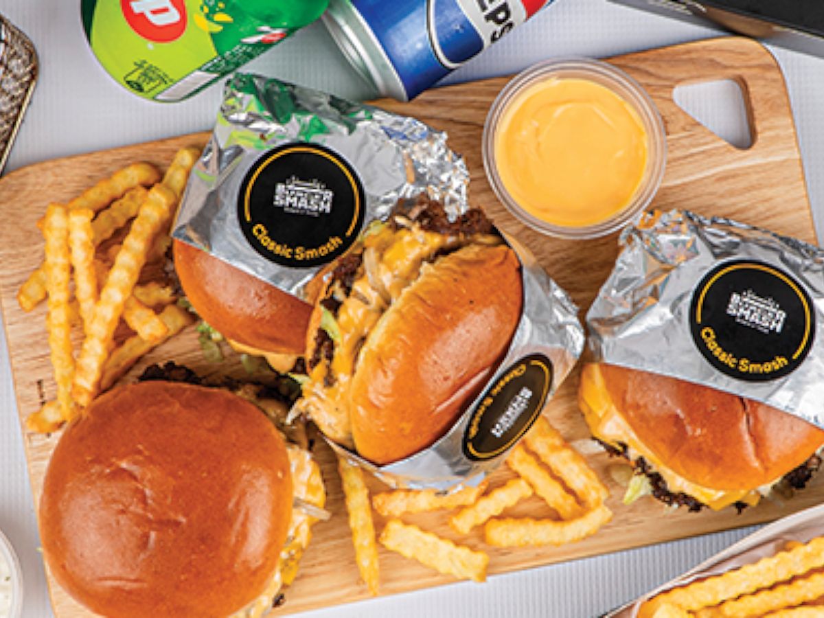 Burger Lab Dubai — a double smash with crispy cheese skirt