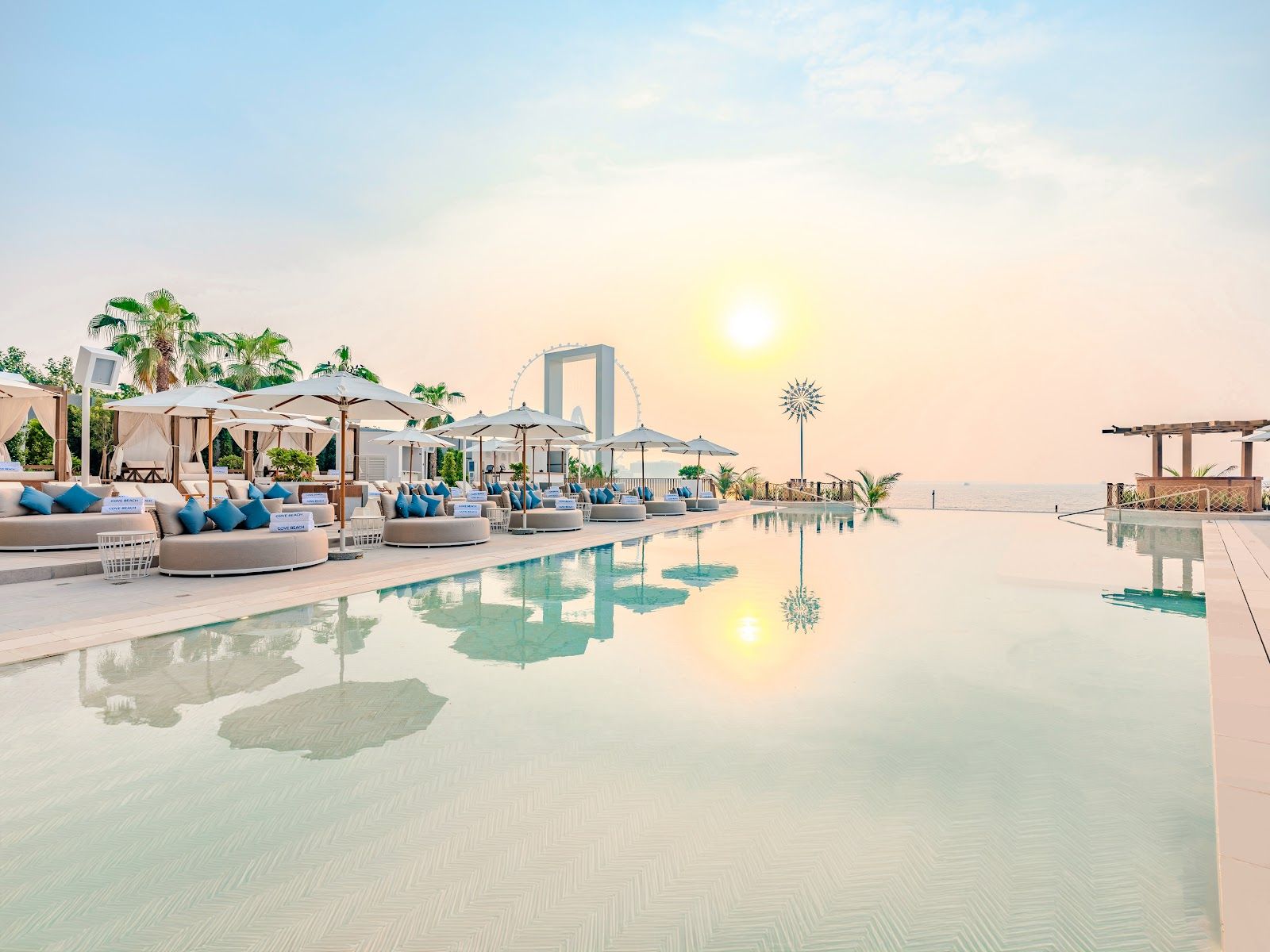 Cove Beach Bluewaters Dubai — the pool deck and loungers