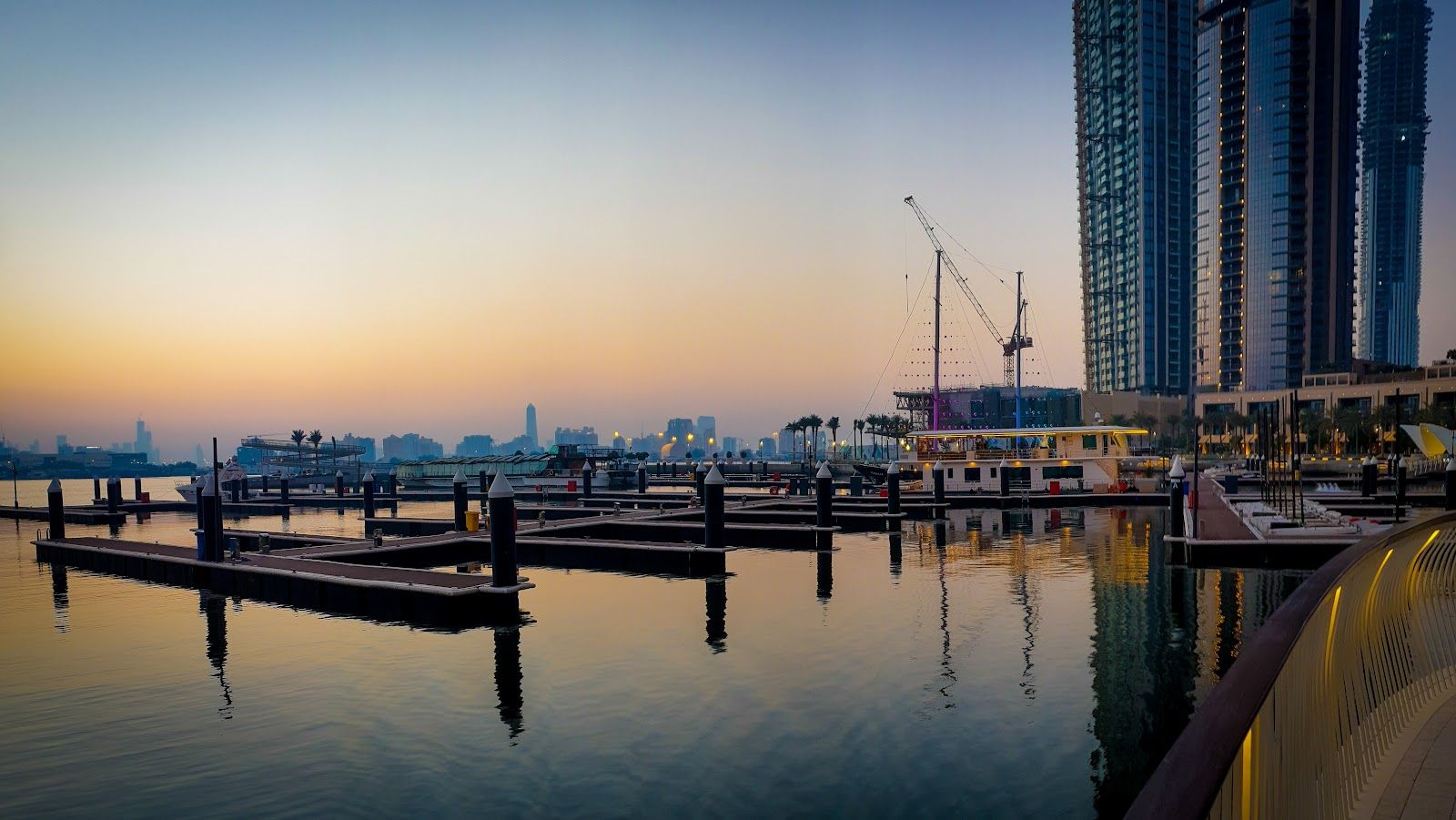 Dubai Creek Harbour waterfront restaurants dining sunset views