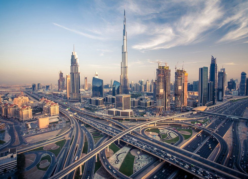 Dubai Festival City Creek waterfront dining evening