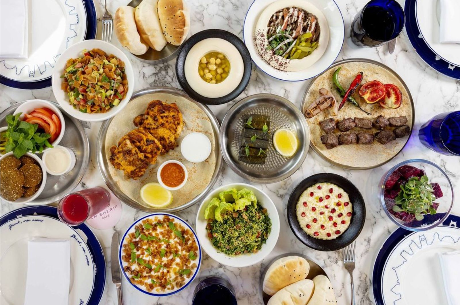 Em Sherif Cafe Dubai Wafi — late-night Lebanese mezze, hummus, and grilled meats