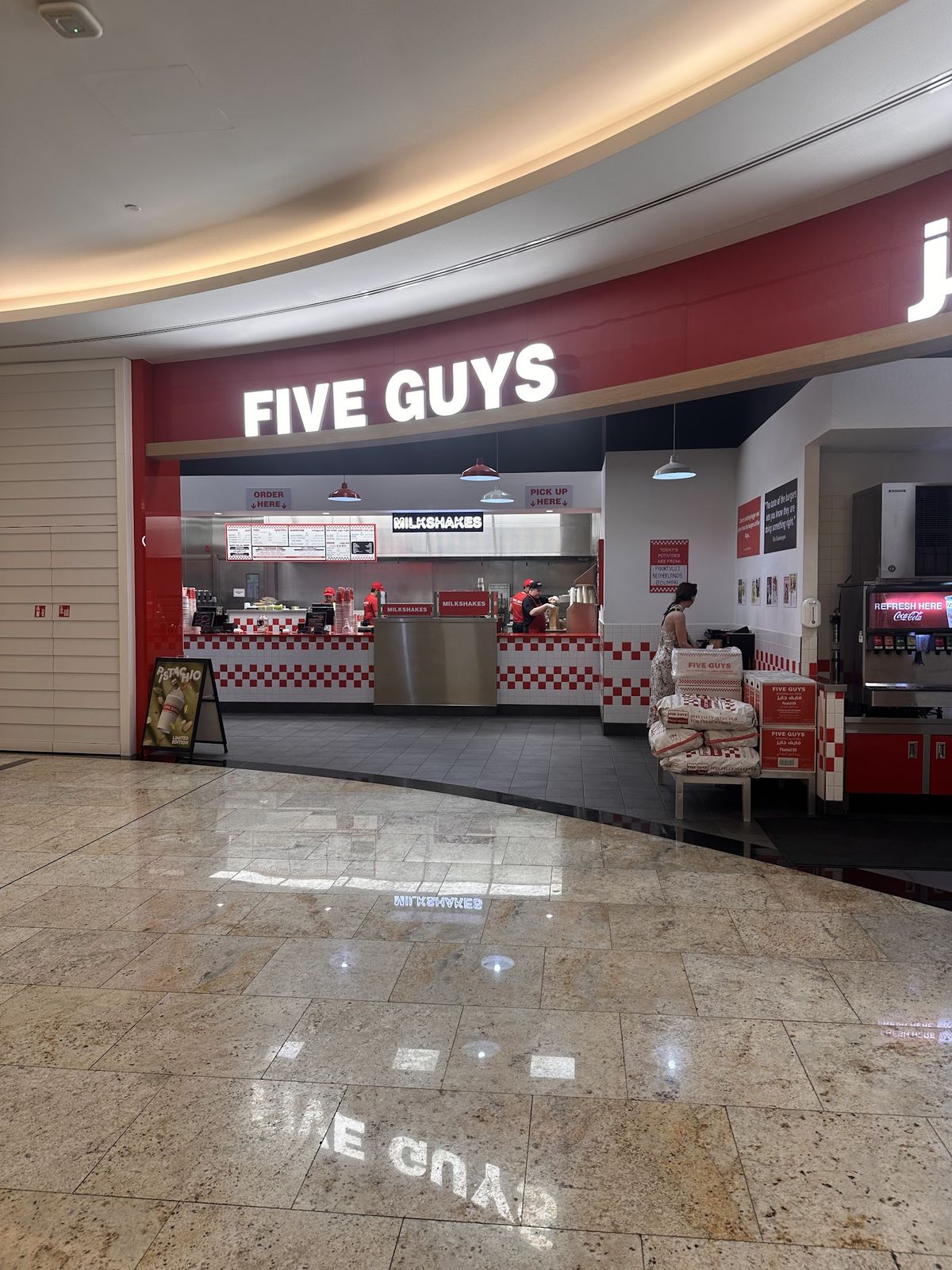 Five Guys Dubai — cheeseburger and fries near Club Vista Mare on Palm Jumeirah