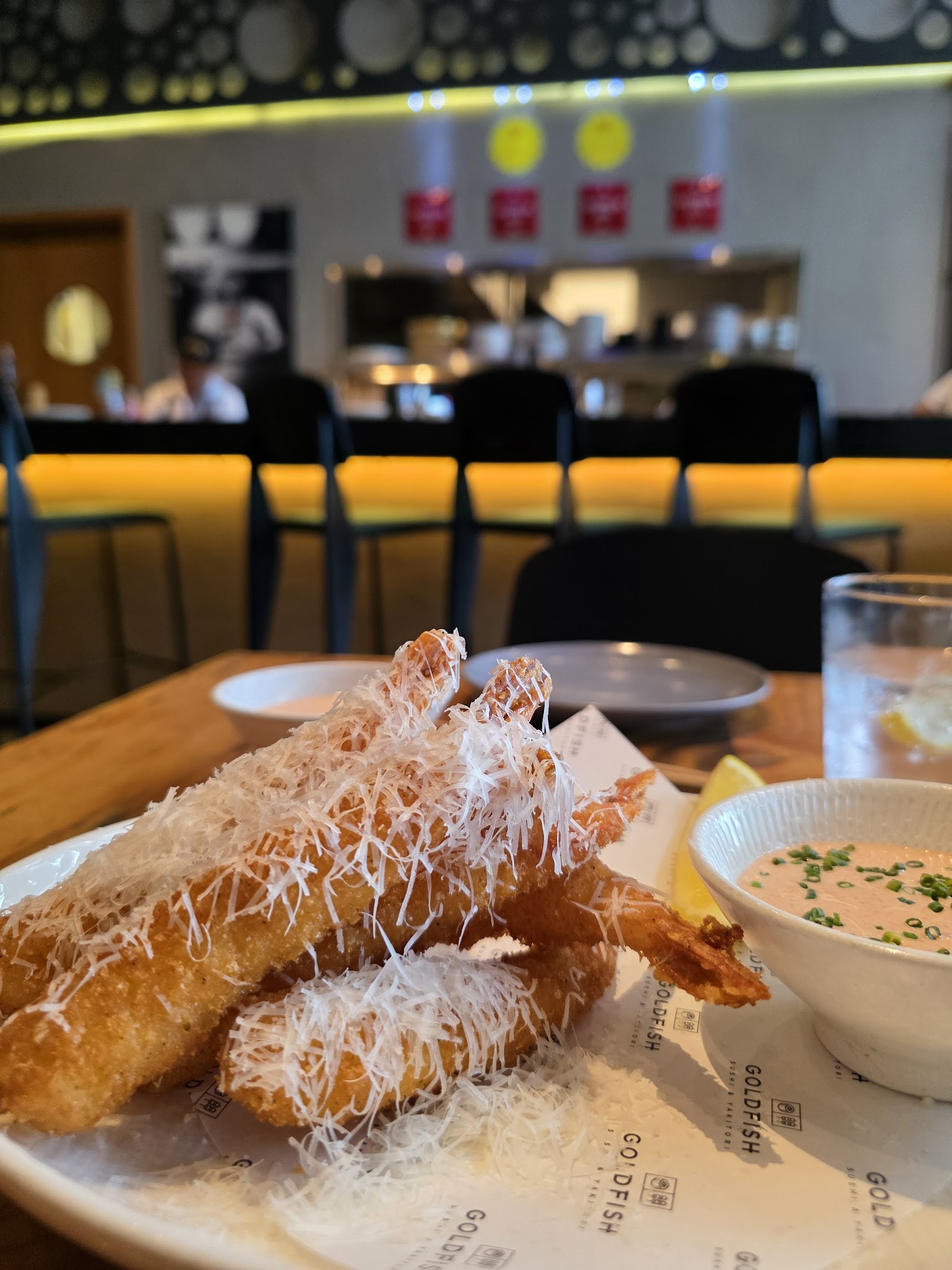 Goldfish Sushi & Yakitori Dubai — sushi counter and dining room on Al Wasl Road