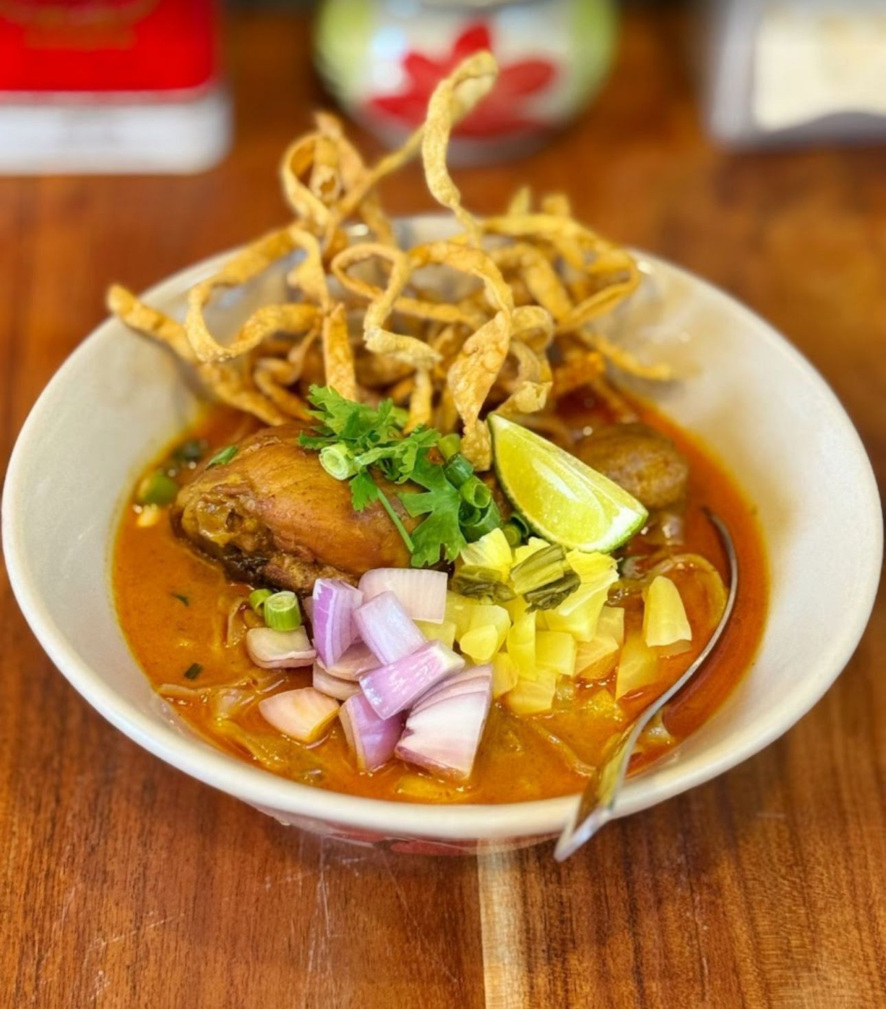 Khao Soi Dubai — crispy fried enoki mushrooms side dish