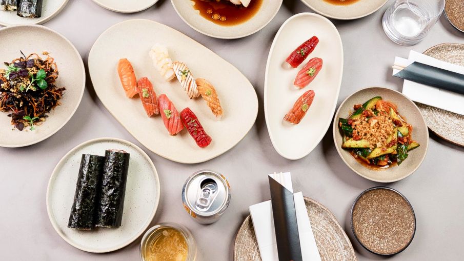 Kokoro Hand Roll Bar Dubai — hand rolls being prepared at the counter