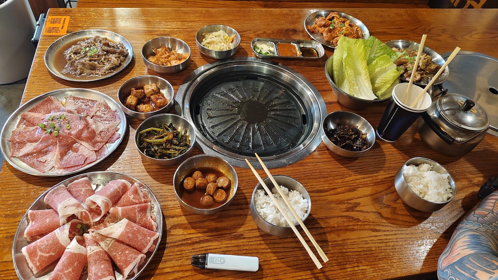 Korean restaurant interior Dubai warm atmospheric lighting