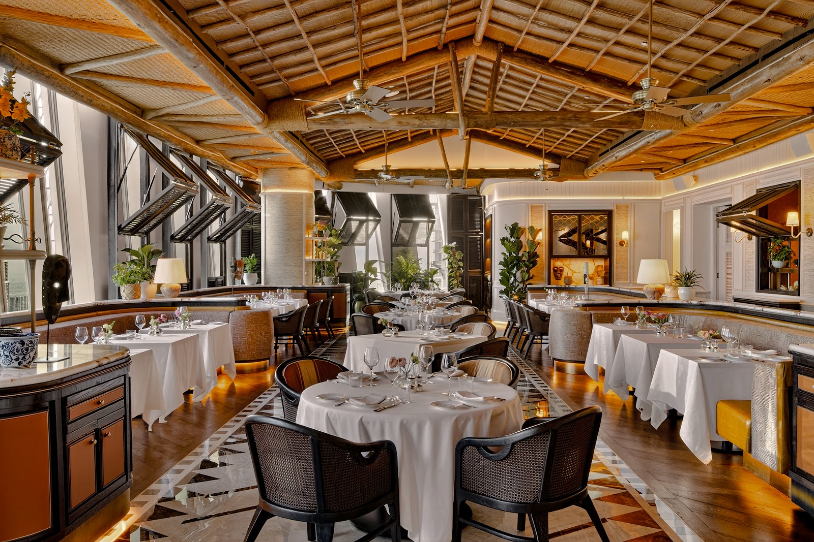 Lion in the Sun Dubai — Mediterranean grill dining room on the 62nd floor of Mandarin Oriental Downtown