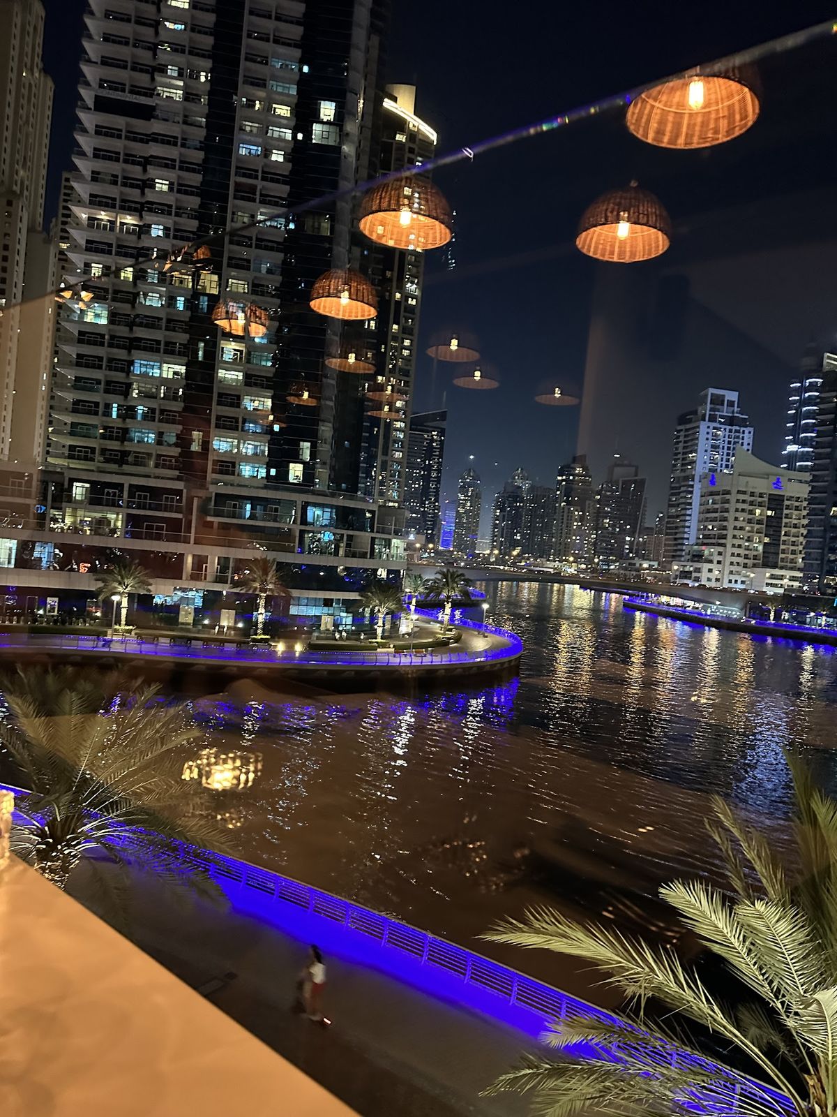 Marina Social Dubai — the Marina-facing terrace at dusk