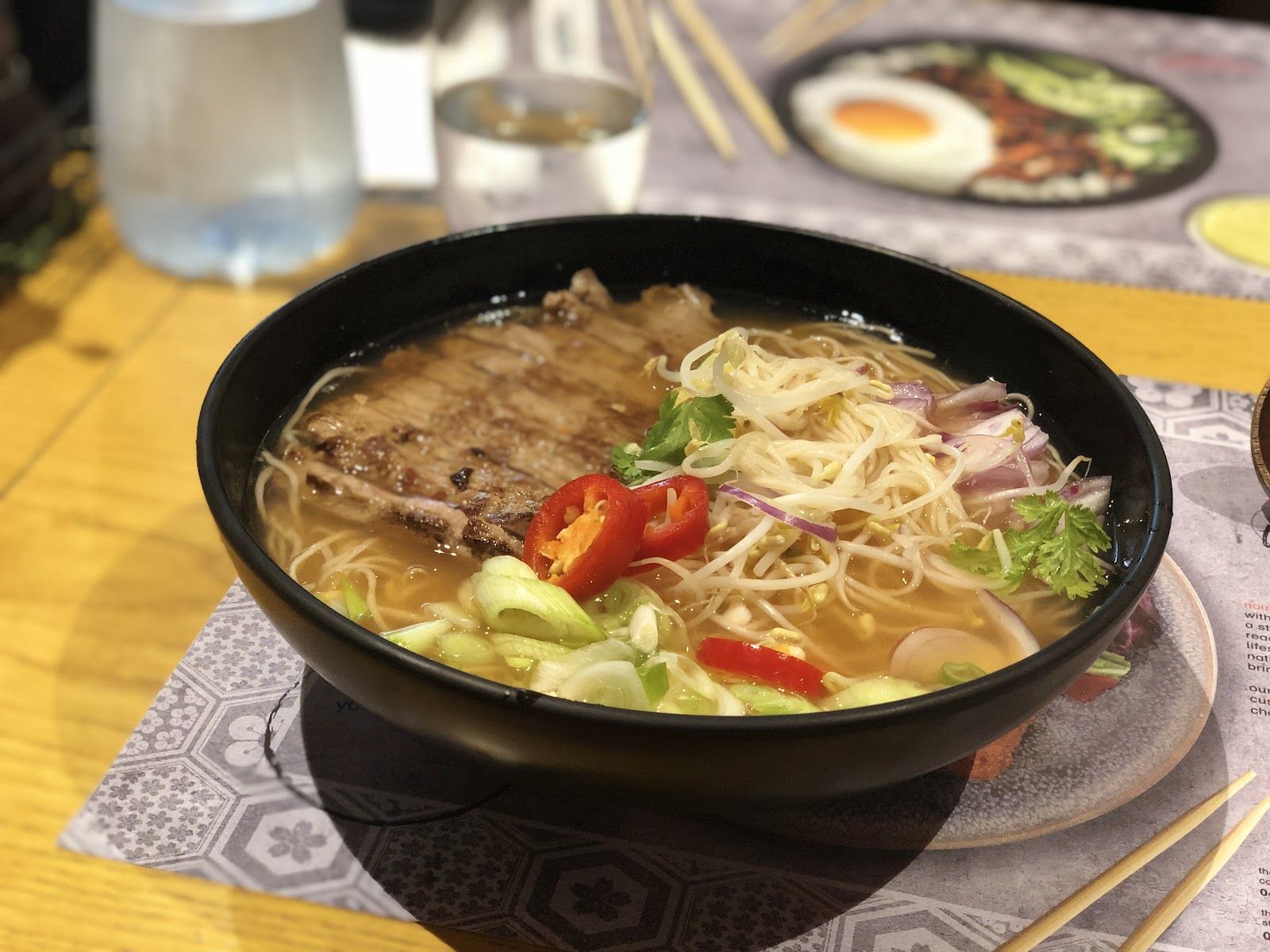 Wagamama Dubai — signature dish and dining room