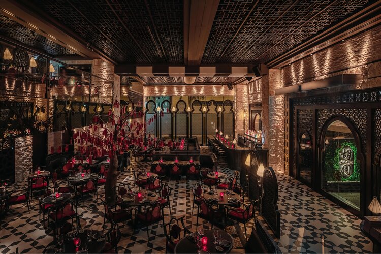 Yauatcha Dubai DIFC &mdash; dim sum group lunch with steam baskets and rainbow har gow